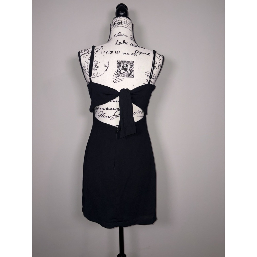 Lulus Black Tie-Back Square Neck Backless Mini Dress Women's Size Medium - Picture 3 of 6